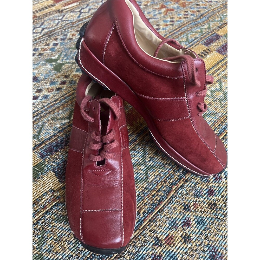 Ruff Hewn  Lace-up Walking Comfort Shoes Red Leather & Suede Sneakers Sz 9
